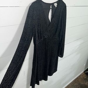 Velvet knee length long sleeved dress